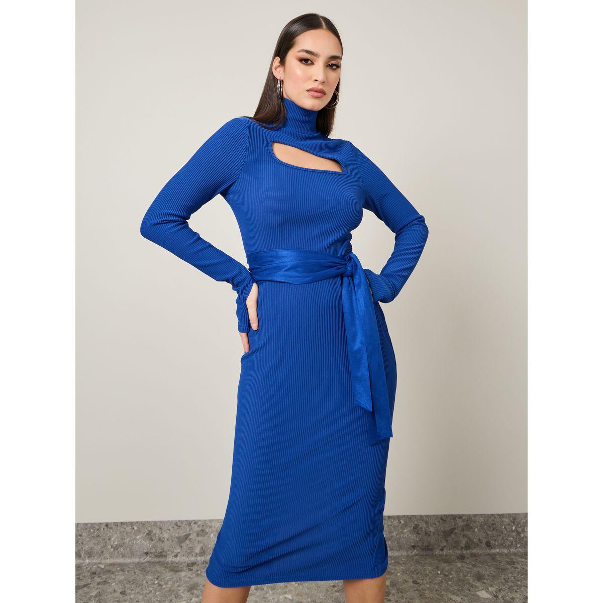 Styli Thumbhole Sleeve Ribbed Bodycon Midi Dress-women-clothing-dresses-image-2