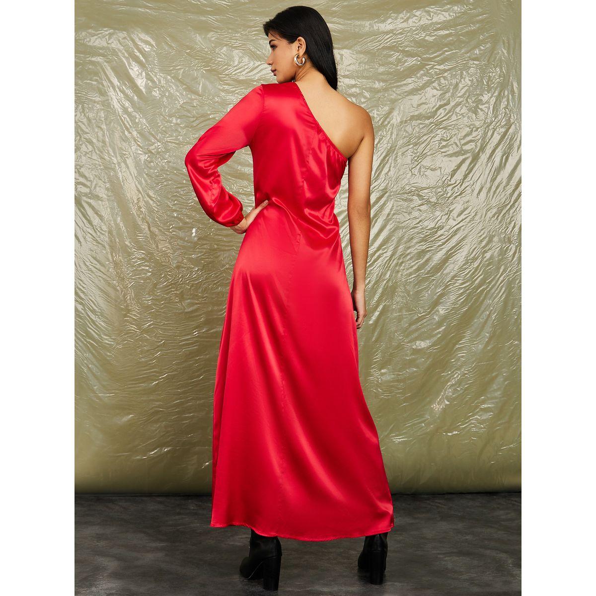 فستان طويل ساتان بكتف واحد-women-clothing-dresses-image-4