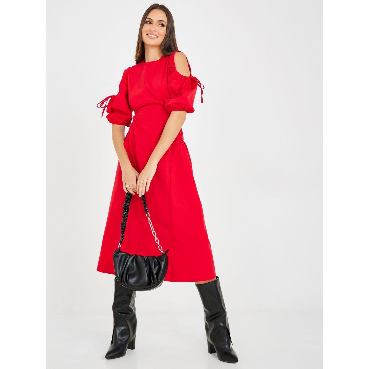 فستان ميدي باكتاف مكشوفة-women-clothing-dresses-image-1