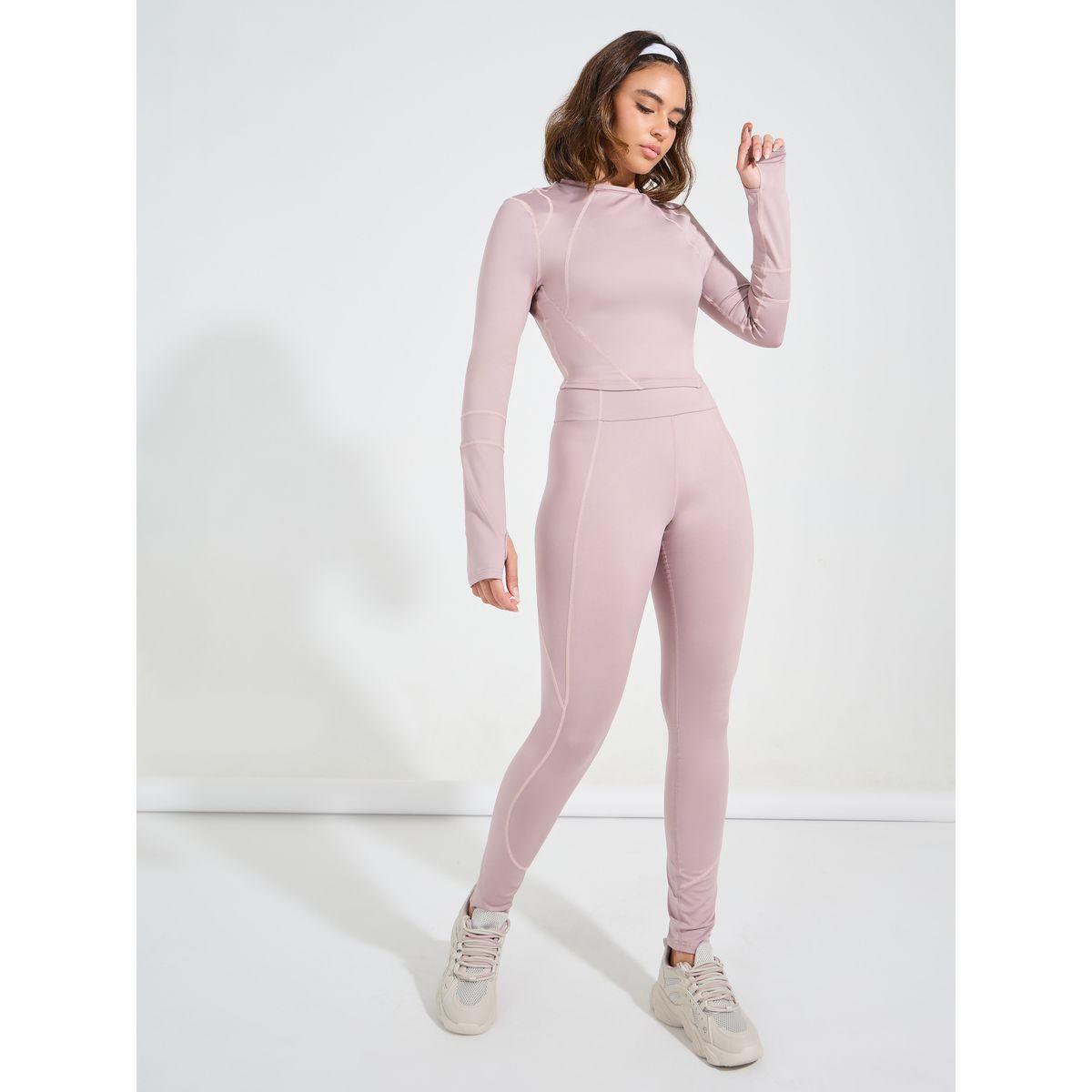 Styli Active Overall Contrast Stitch Detail Thumbhole Crop Top and Leggings Set-sports-women-clothing-trackpantsandtracksuits-image-2