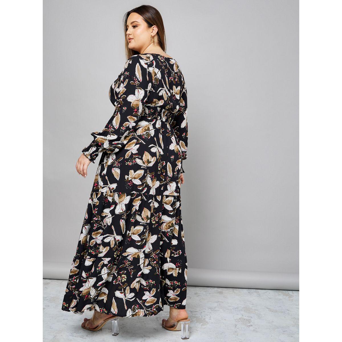 Styli Plus Long Sleeves Floral Print A-Line Maxi Dress-women-clothing-dresses-image-4