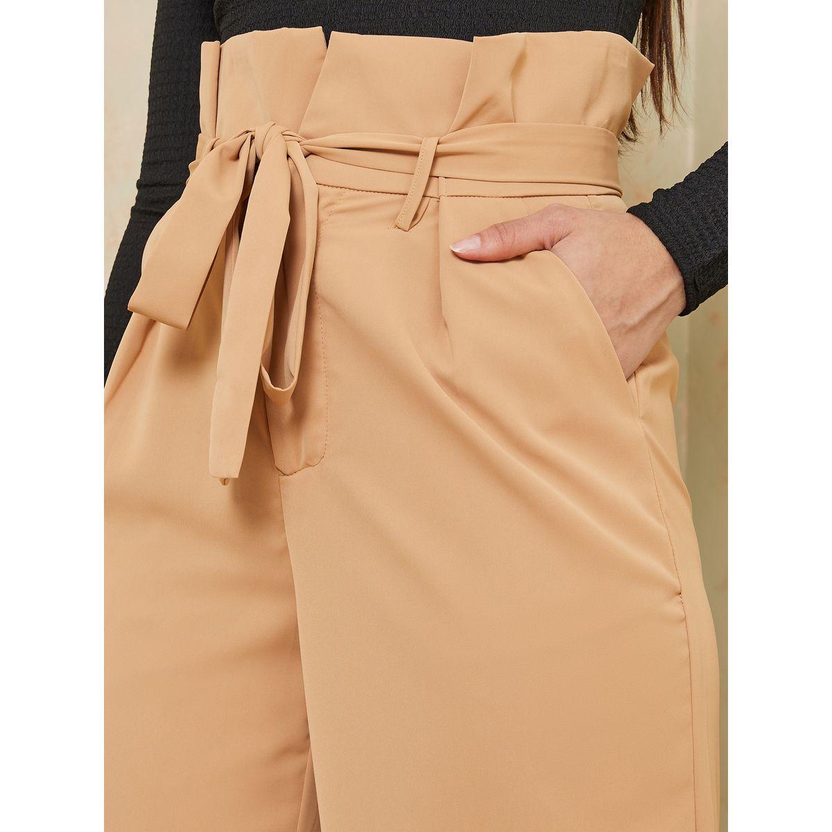 بنطال بخصر بيبر باغ واربطة-women-clothing-bottoms-trousers-image-3