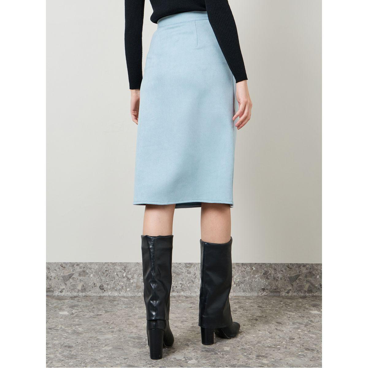 Buy Women s Styli Faux Suede Midi Skirt with Side Slit Online Centrepoint KSA