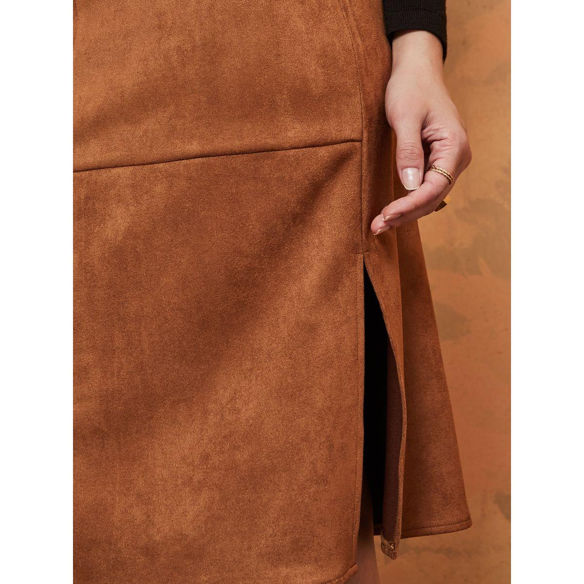 Styli Faux Suede Midi Skirt with Side Slit-women-clothing-bottoms-skirts-image-3