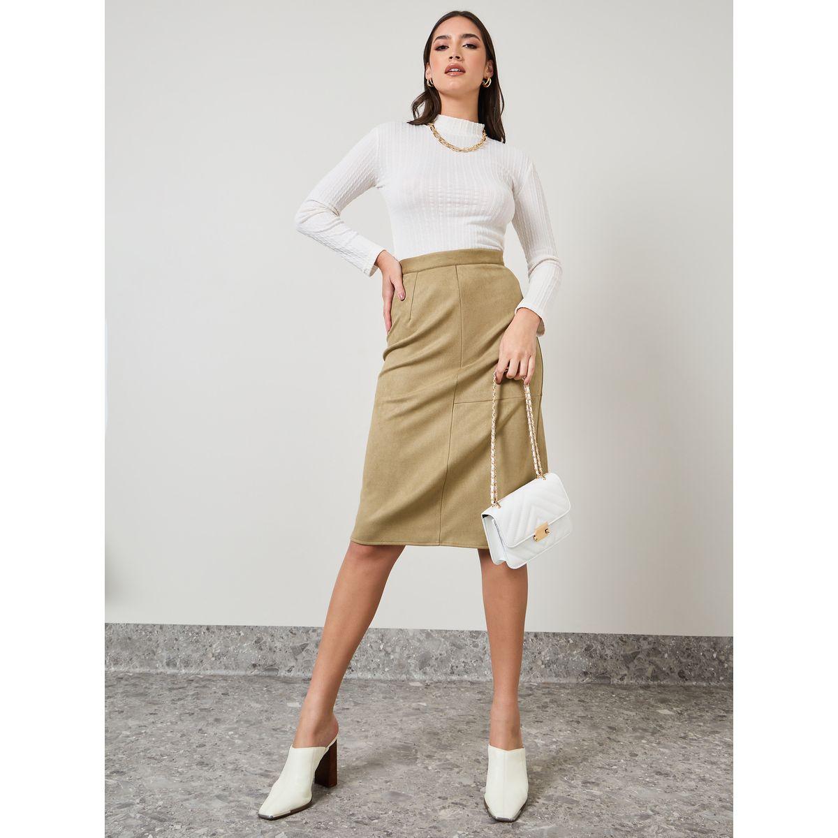 Faux suede skirt midi best sale