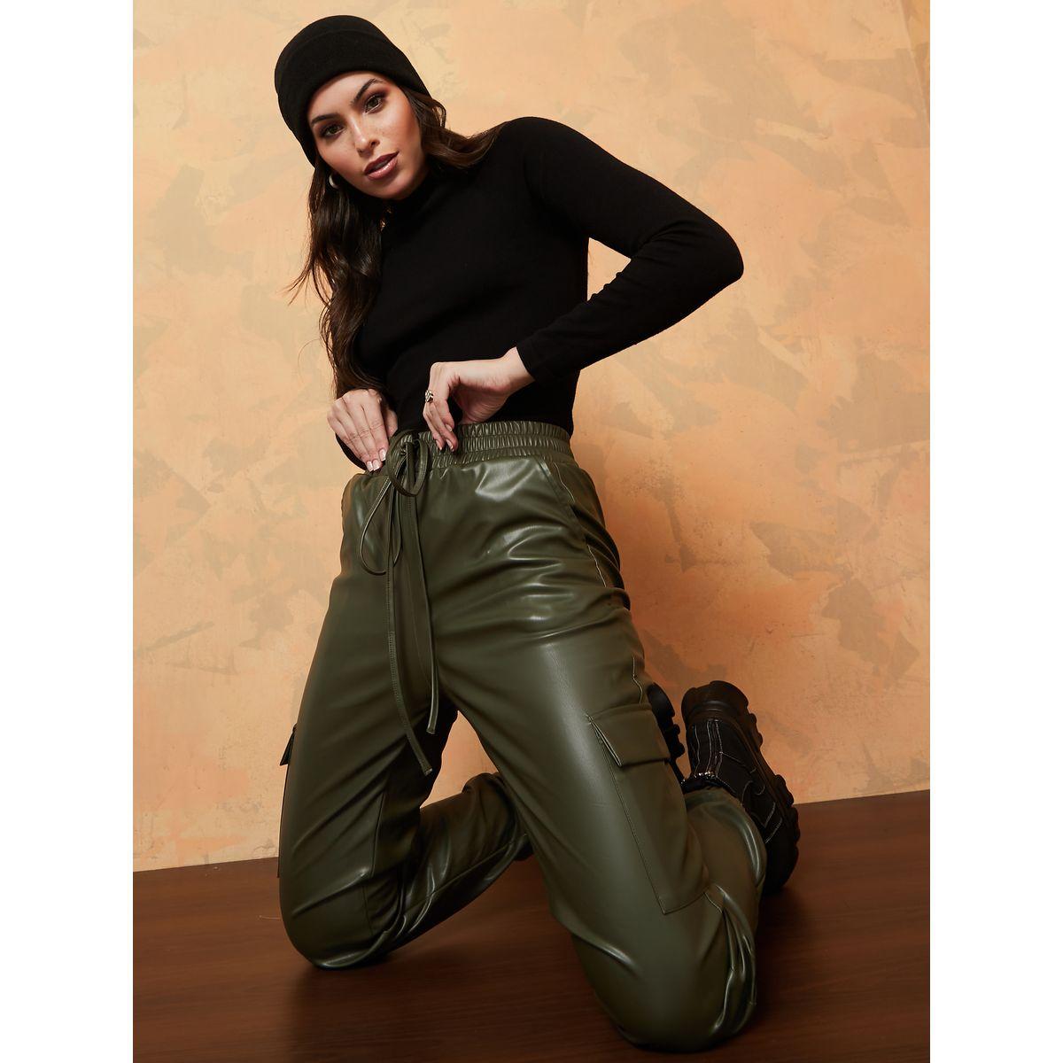 Styli Leather Look Cargo Jogger -women-clothing-bottoms-joggers-image-1