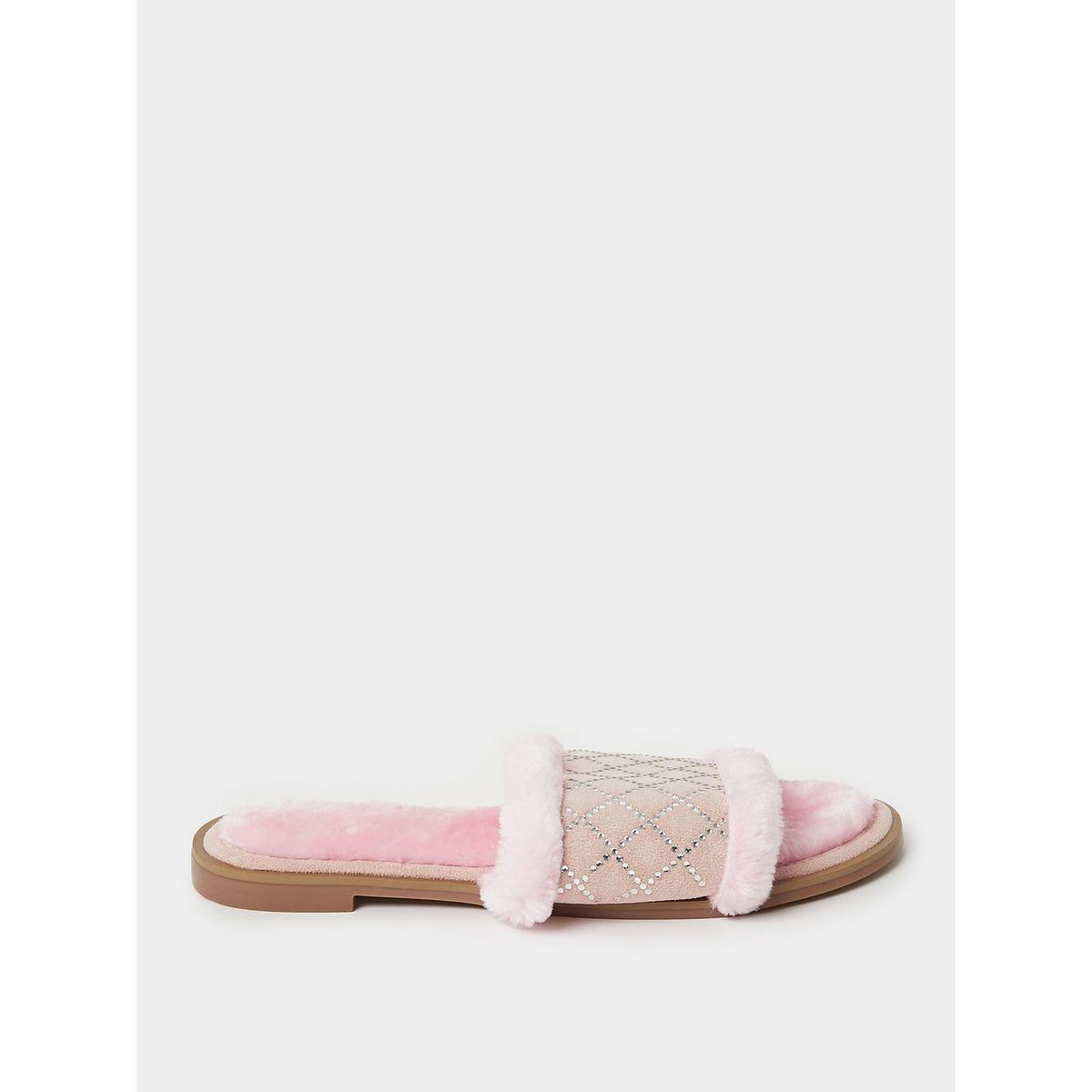 شبشب غرفة نوم مزين بفرو صناعي-women-shoes-bedroomslippers-image-1