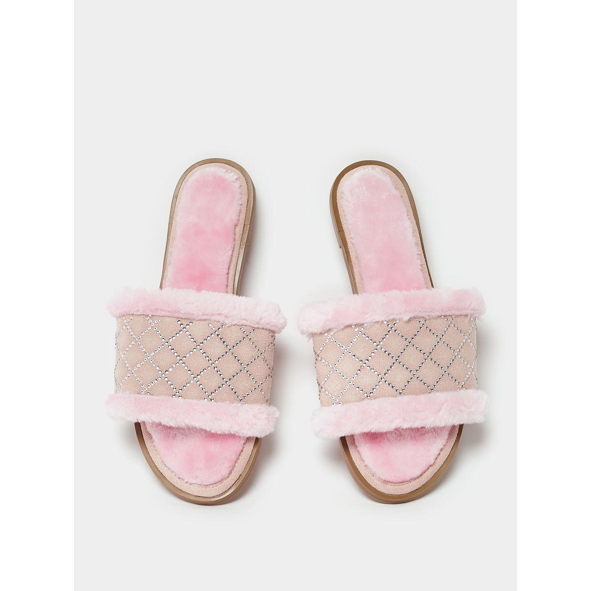 شبشب غرفة نوم مزين بفرو صناعي-women-shoes-bedroomslippers-image-5