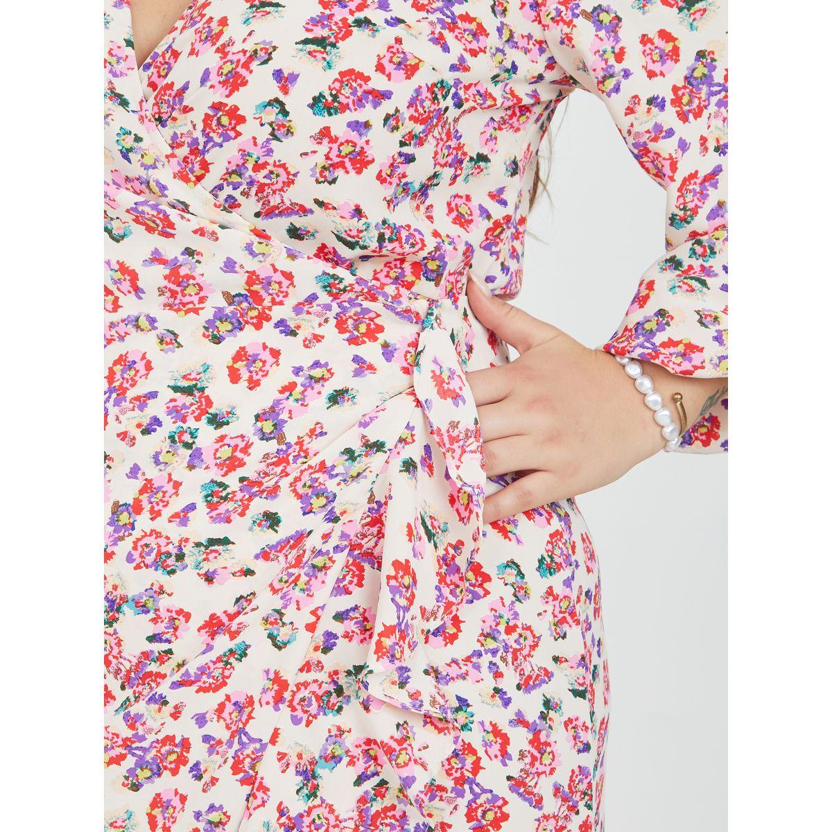 فستان ميدي بنمط لف واكمام طويلة-women-clothing-dresses-image-3