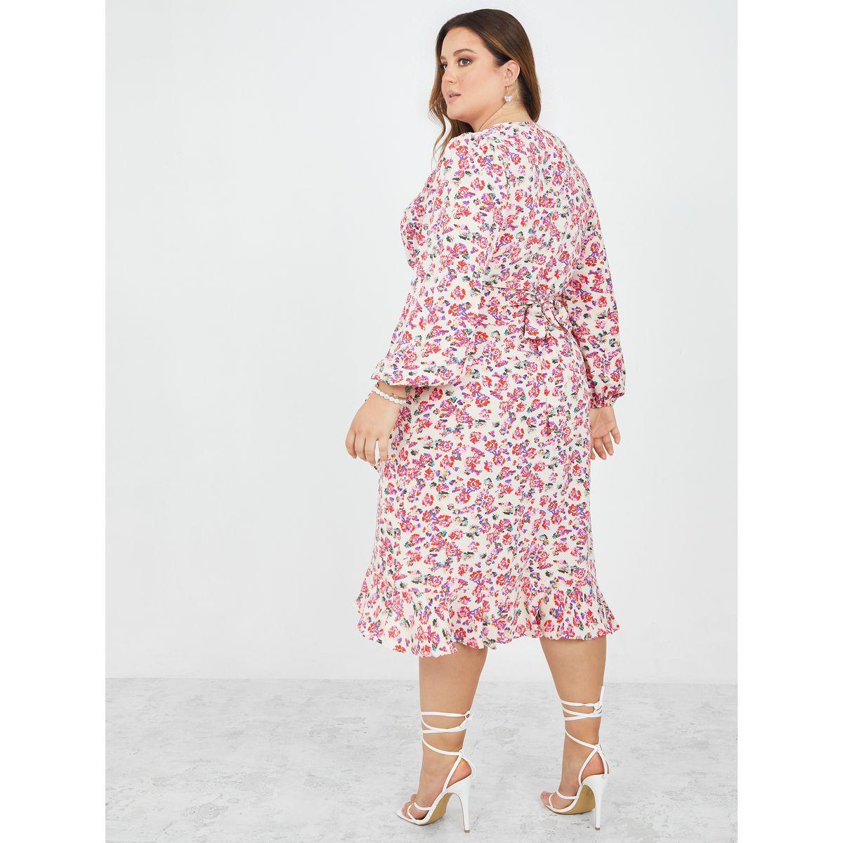 فستان ميدي بنمط لف واكمام طويلة-women-clothing-dresses-image-4