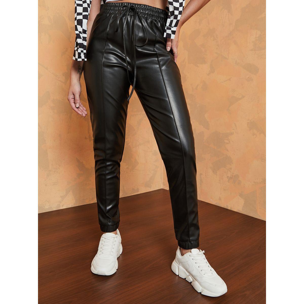 جوغر جلد بخصر عالي-women-clothing-bottoms-joggers-image-1