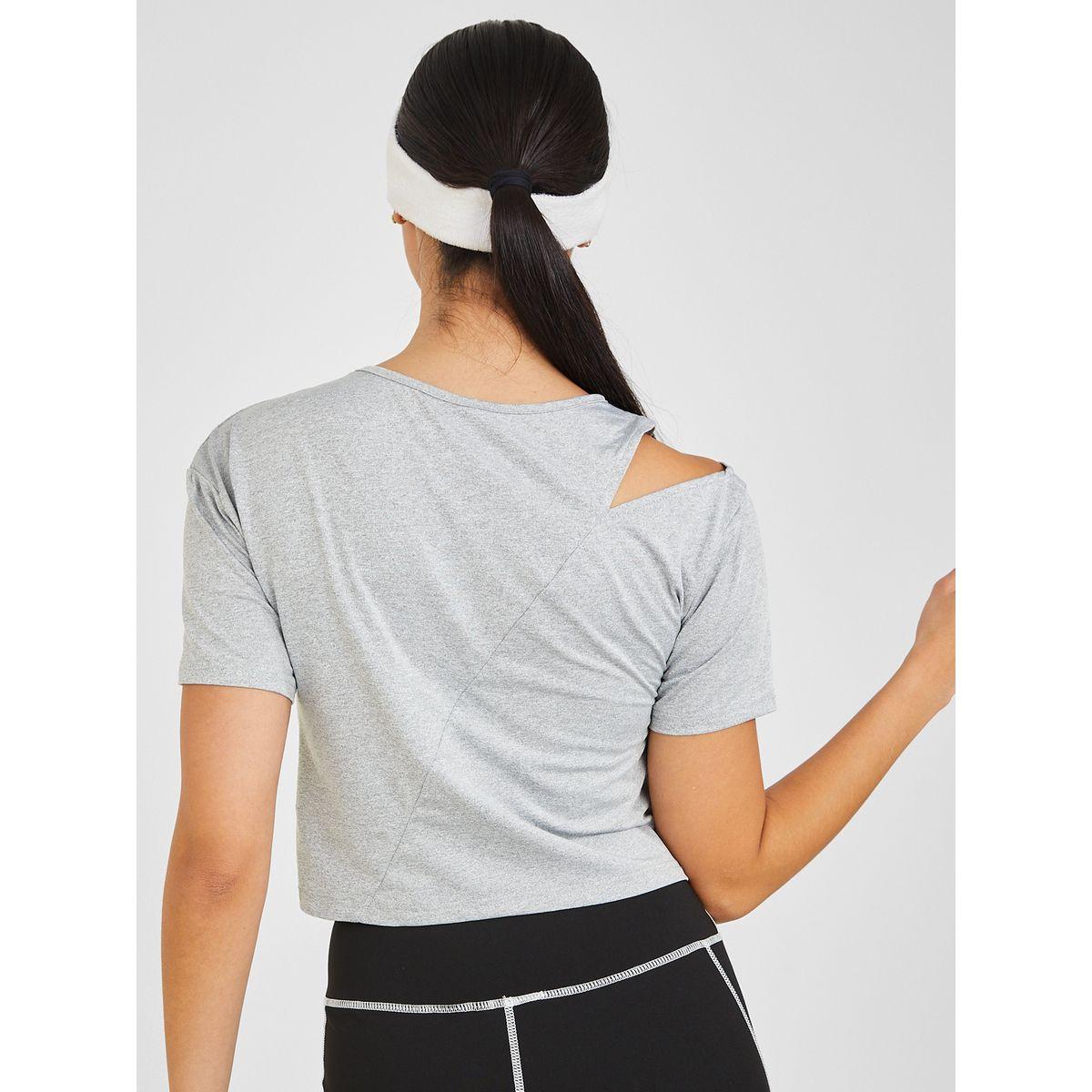 Styli Active Cut Out Shoulder Front Knot Activewear Top-women-clothing-sportswearandactivewear-tshirtsandvests-image-4