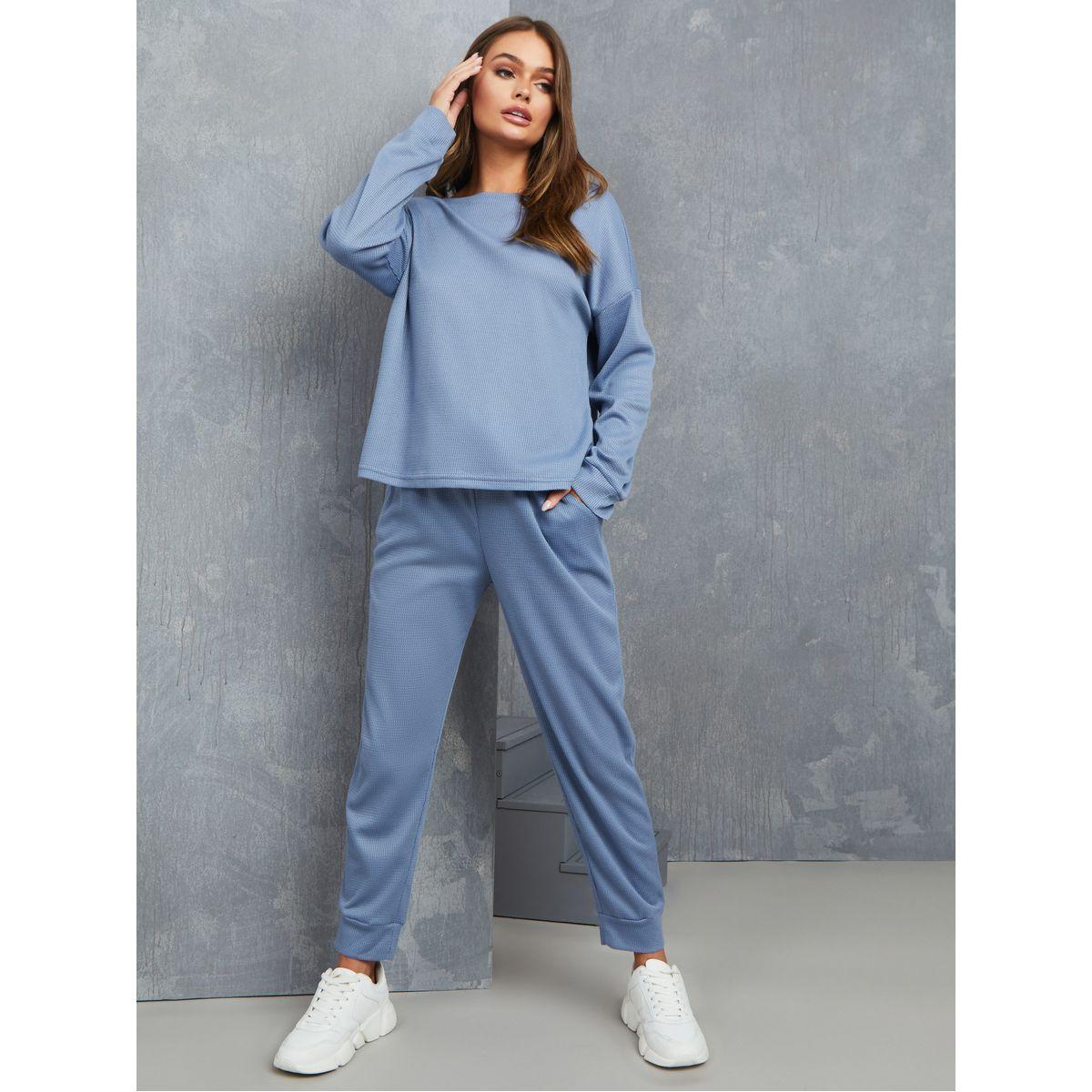 Styli Drop Shoulder Boat Neck Knitted T-shirt and Jogger Co-Ord Set-women-clothing-coordsets-image-1