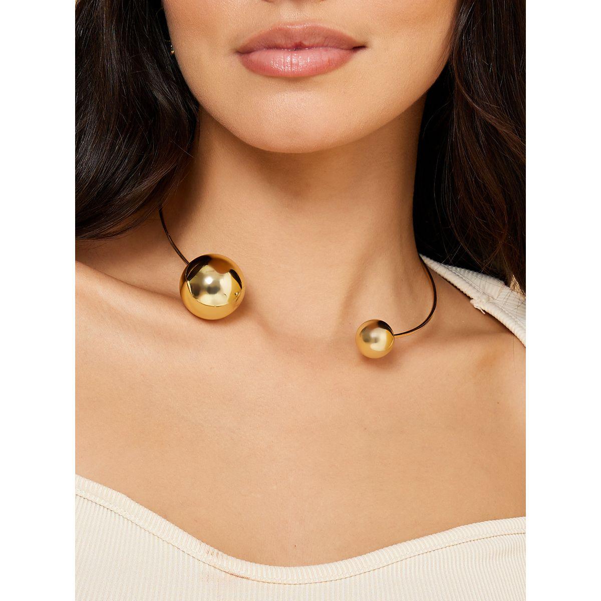 1pc Small Gold Bead Open Choker Necklace | SHEIN USA
