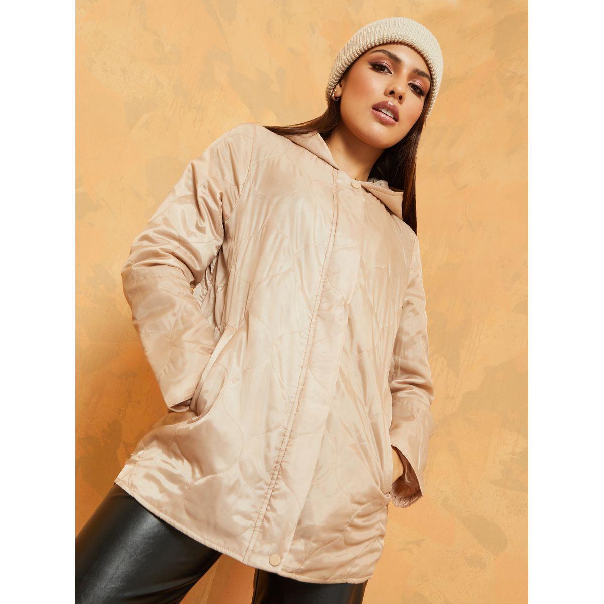Styli Longline Zip Through Regular Fit Quilted Hooded Jacket-women-clothing-coatsandjackets-coats-image-1