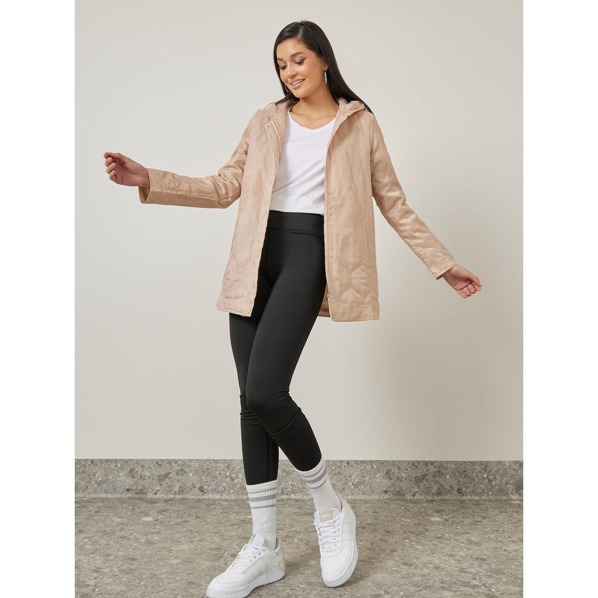 Styli Longline Zip Through Regular Fit Quilted Hooded Jacket-women-clothing-coatsandjackets-coats-image-2