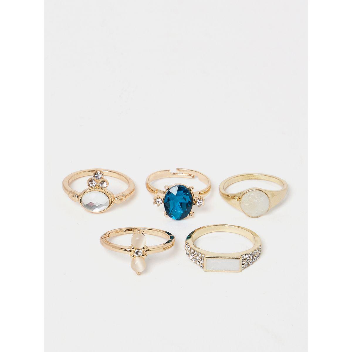 Styli Set of 5 - Embellished Rings-women-watchesandjewellery-jewellery-rings-image-1