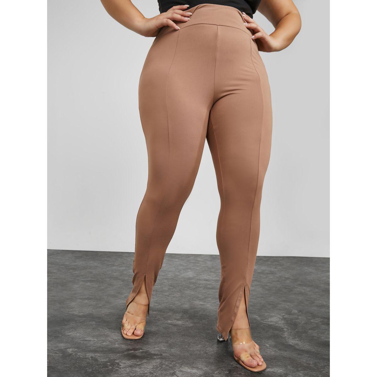 ليقنز بتداخلات مدروزة ومزين بشق امامي-women-clothing-bottoms-leggings-image-1