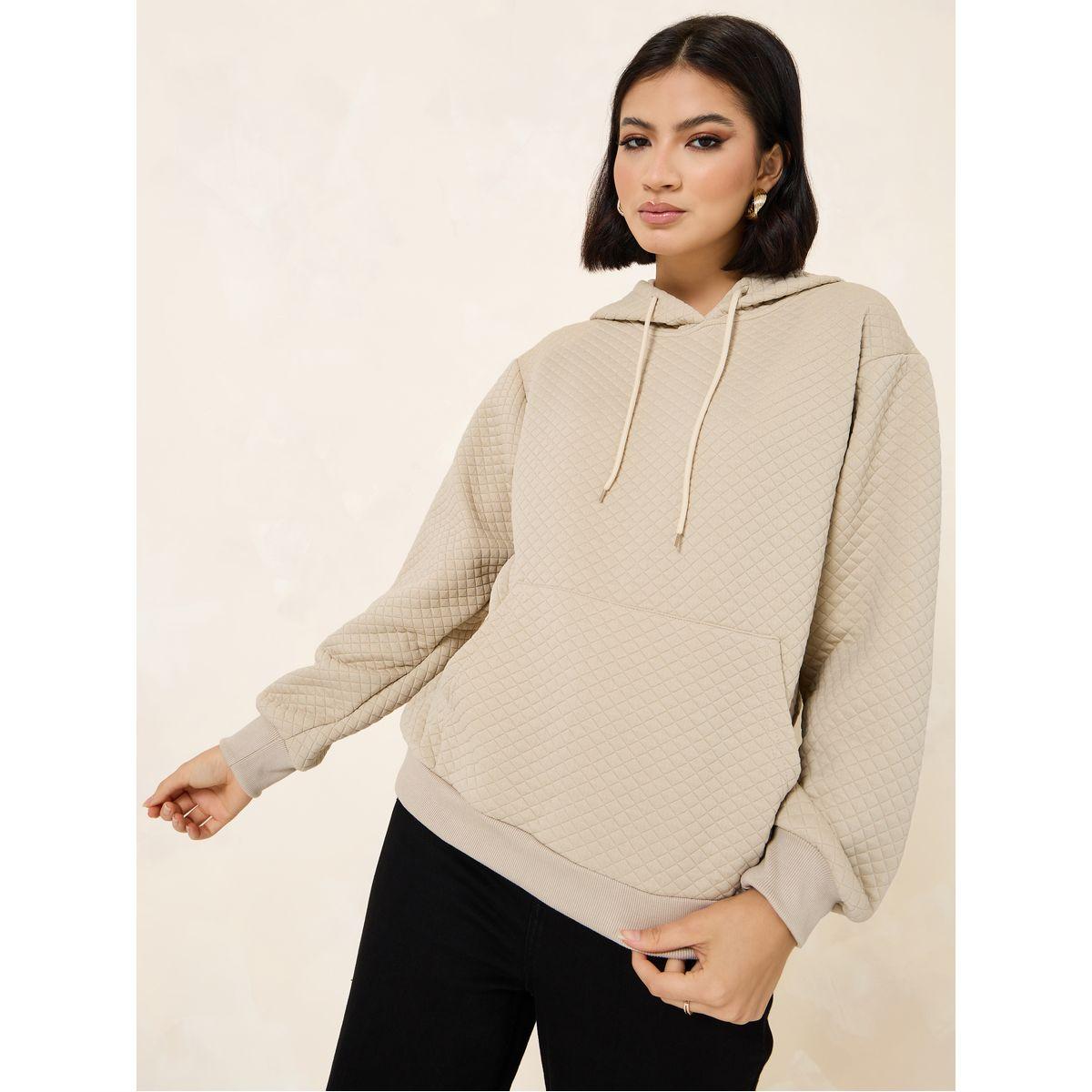 Styli Regular Length Textured Regular Fit Hoodie-women-winterwear-hoodiesandsweatshirts-hoodies-image-1