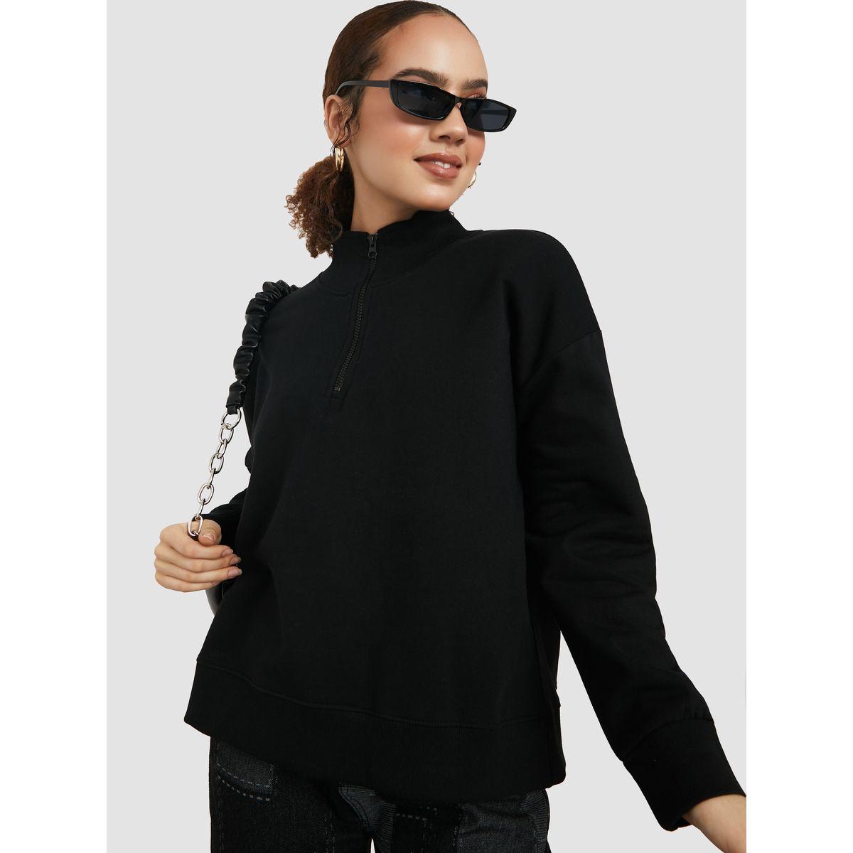 Styli Regular Length High Neck Half Zip Oversized Sweatshirt-women-winterwear-hoodiesandsweatshirts-sweatshirts-image-1