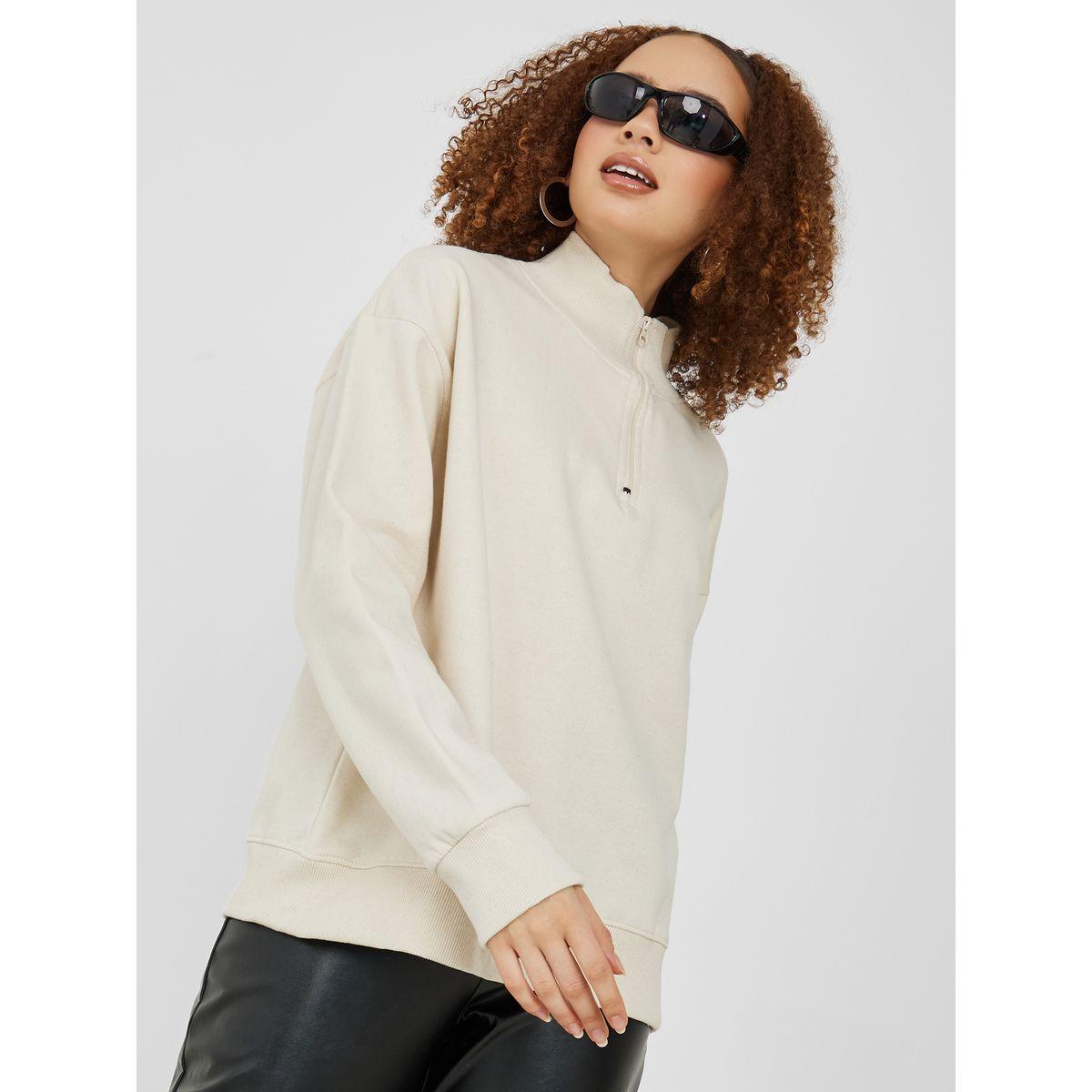 Styli Regular Length High Neck Half Zip Oversized Sweatshirt-women-winterwear-hoodiesandsweatshirts-sweatshirts-image-1