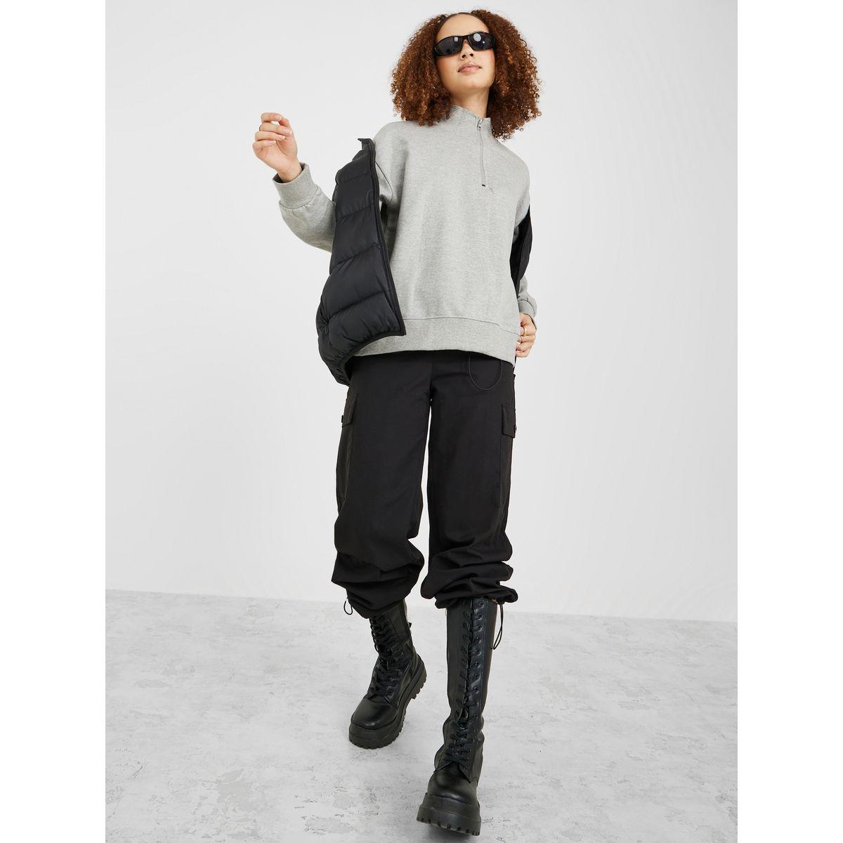 Styli Regular Length High Neck Half Zip Oversized Sweatshirt-women-winterwear-hoodiesandsweatshirts-sweatshirts-image-2
