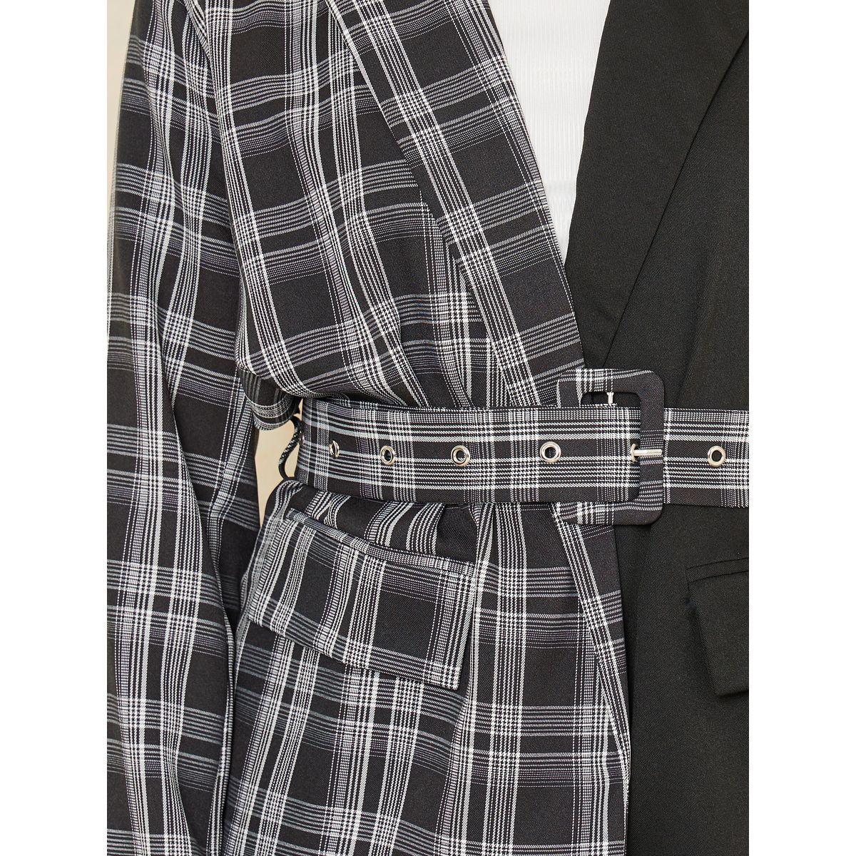 Styli Regular Length Colorblock Checked Regular Fit Belted Blazer-women-clothing-coatsandjackets-blazers-image-3