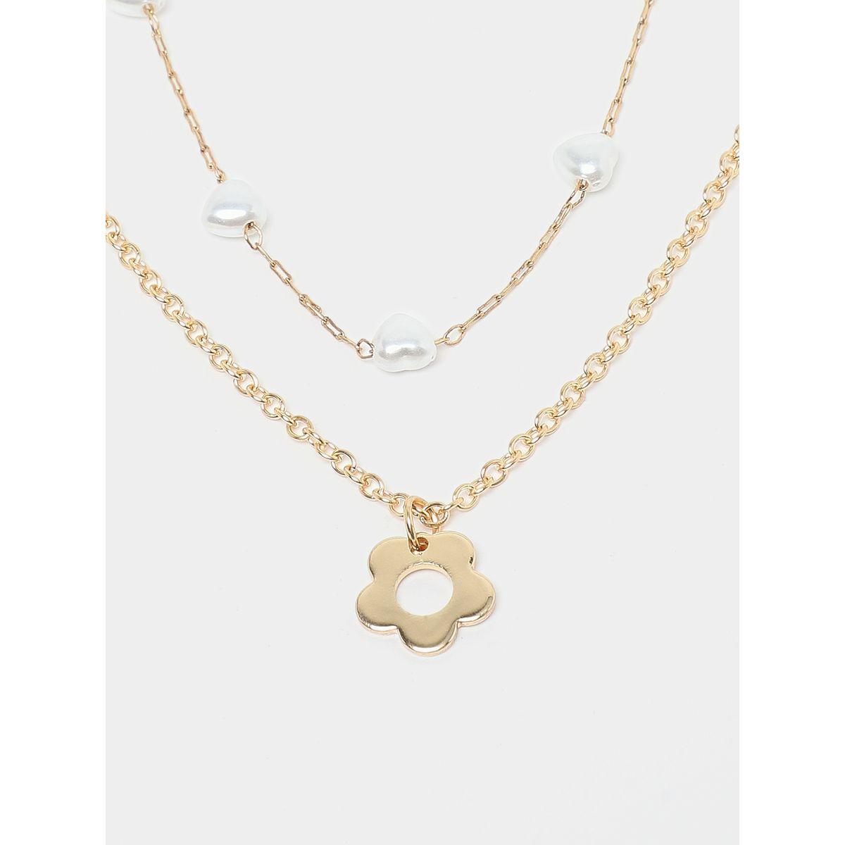 Styli Set of 2 - Pearl Heart Shape Flower Pendant Necklace-women-watchesandjewellery-jewellery-necklacesandpendants-image-2
