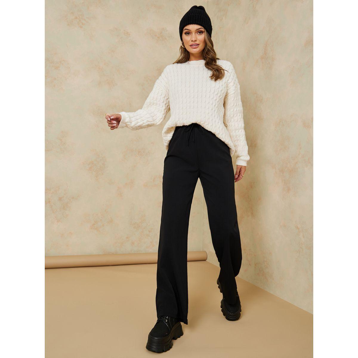 بنطال بقصة واسعة وخصر عالي-women-clothing-bottoms-trousers-image-1