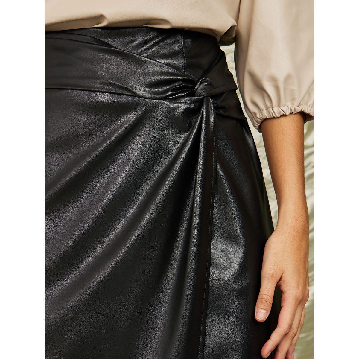 تنورة ميدي جلد مزينة بعقدة-women-clothing-bottoms-skirts-image-3