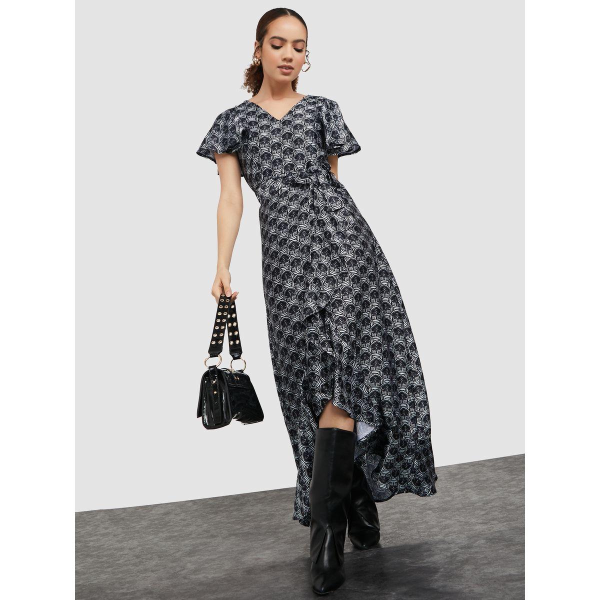 Styli Frill Sleeves All Over Print Wrap Maxi Dress-women-clothing-dresses-image-1