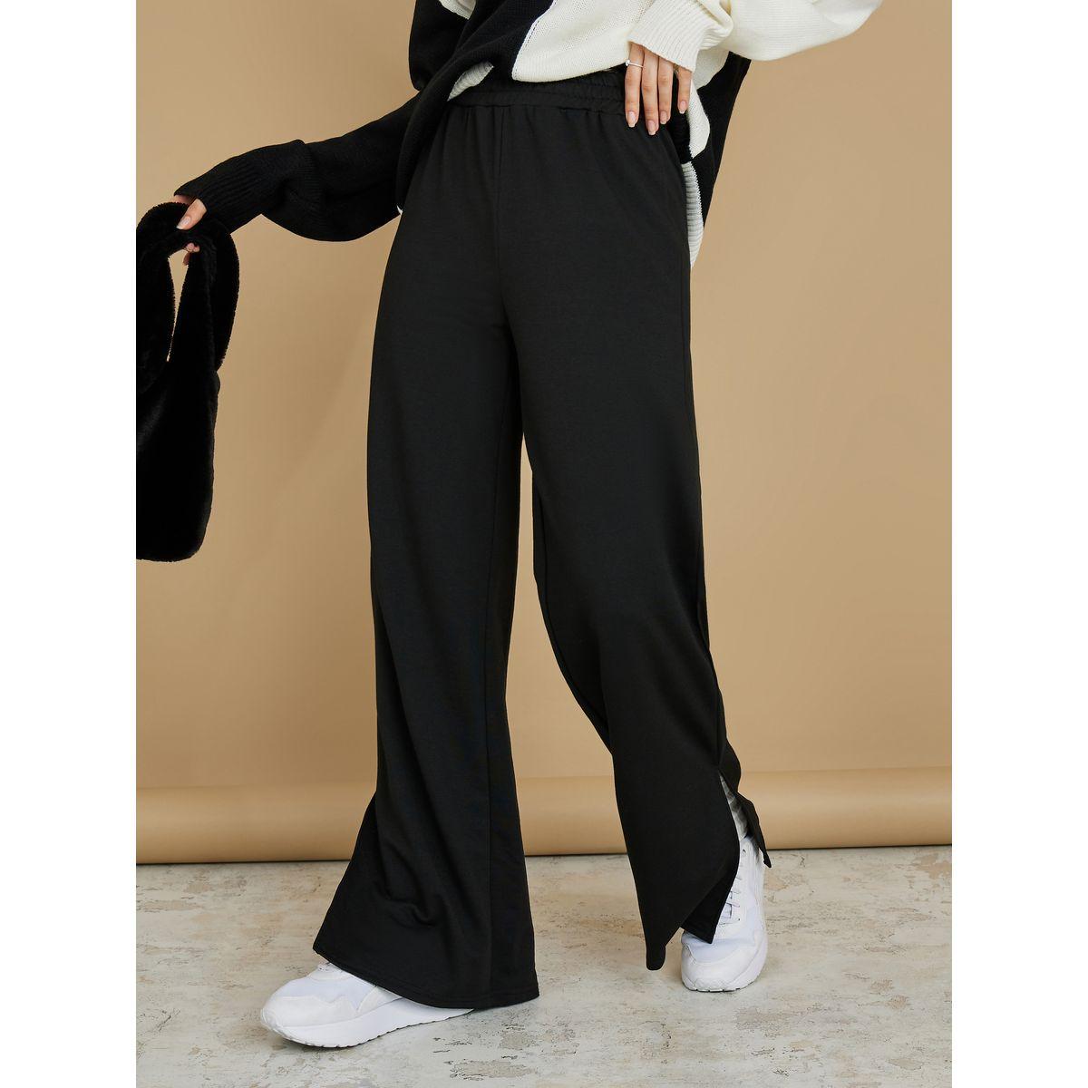 Styli Wide Leg Pants with Spilt Hem-women-clothing-bottoms-trousers-image-1