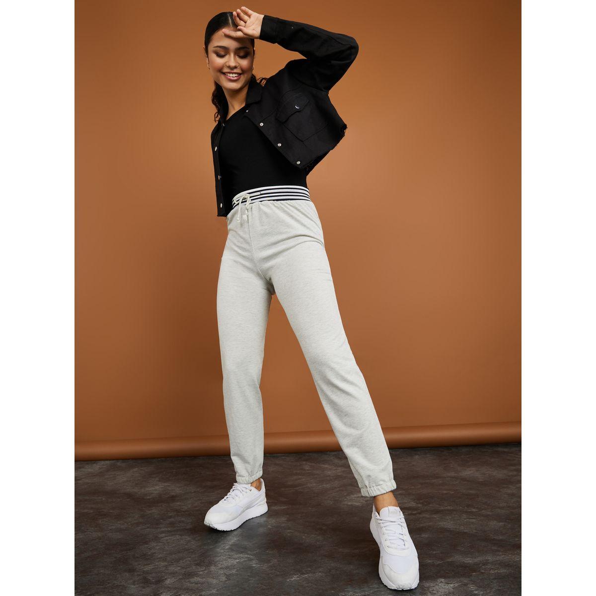 Styli High Waist Elasticated Waistband Joggers-women-clothing-bottoms-joggers-image-2