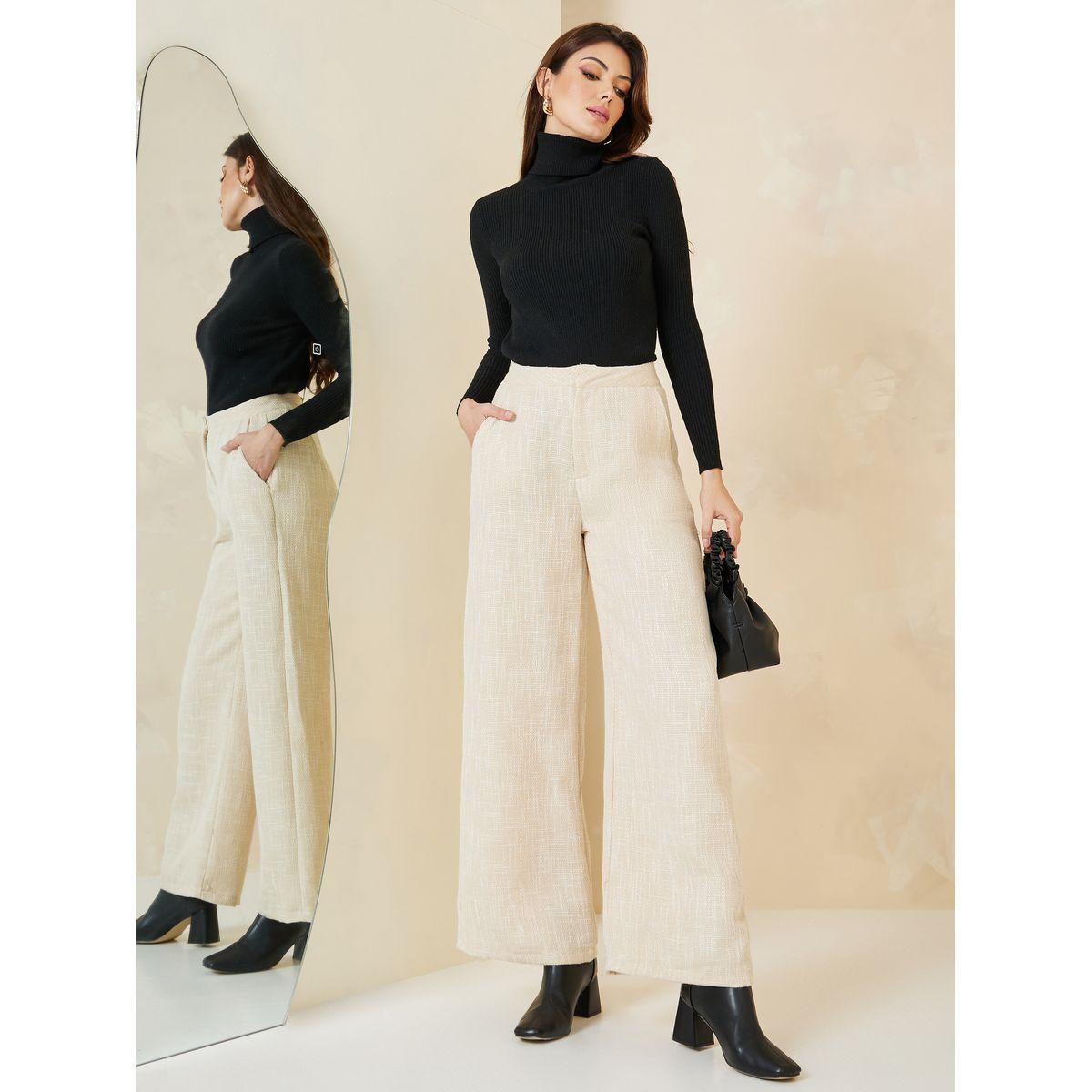 Styli Tweed Wide Leg Trouser with Side Pocket-women-clothing-bottoms-trousers-image-1
