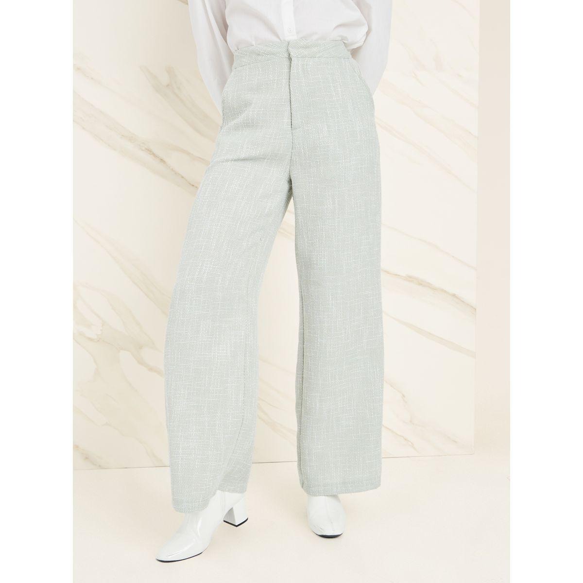 Styli Tweed Wide Leg Trouser with Side Pocket-women-clothing-bottoms-trousers-image-2