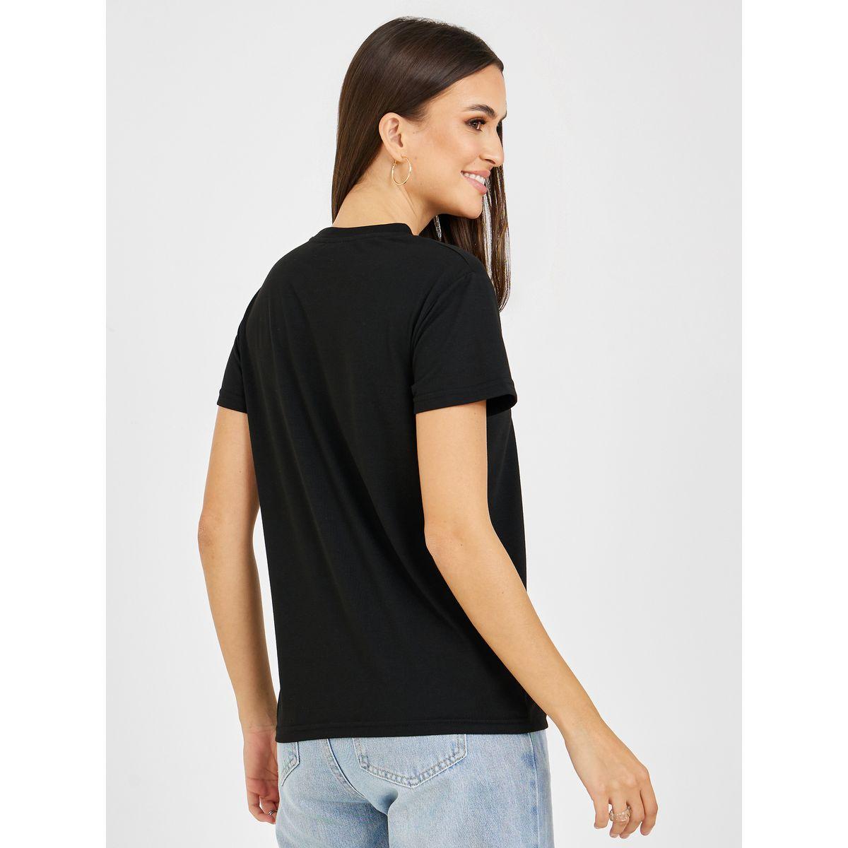 تيشيرت مطبع بكتابة وياقة عالية-women-clothing-tshirts-image-6