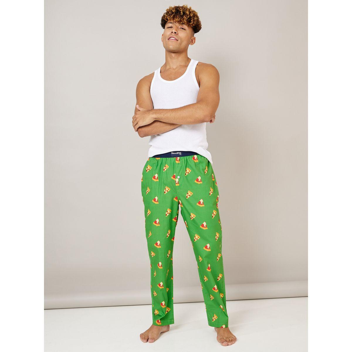 بنطال بيجاما بخصر متداخل بلون مغاير-men-clothing-nightwear-pyjamaandshorts-image-2