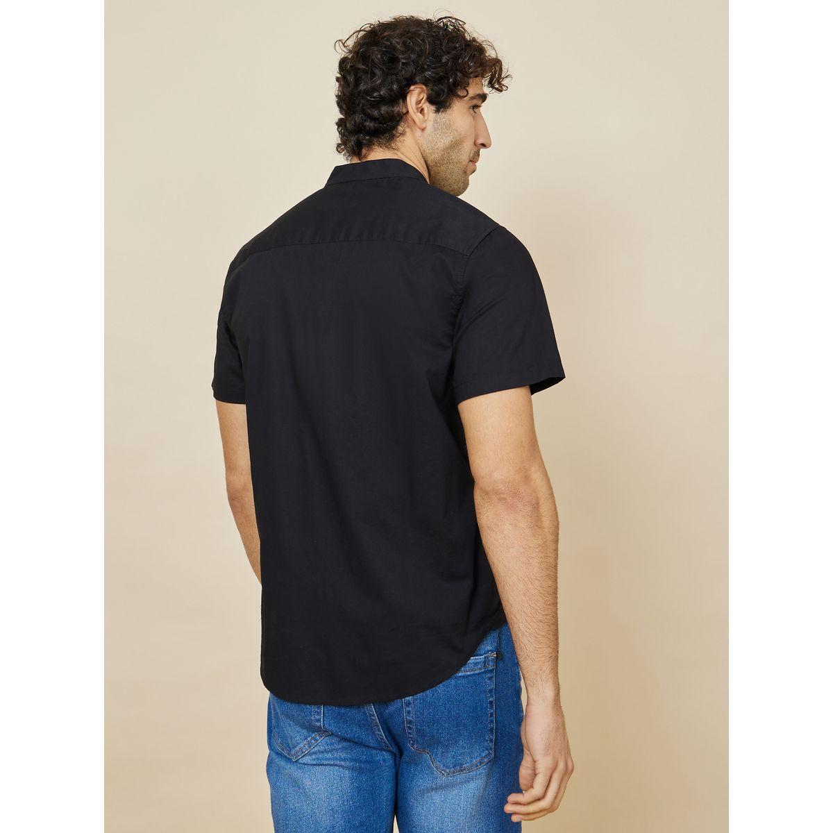 Styli Slim Fit Stretch Cotton Grandad Collar Short Sleeve Shirt-men-clothing-shirts-image-4