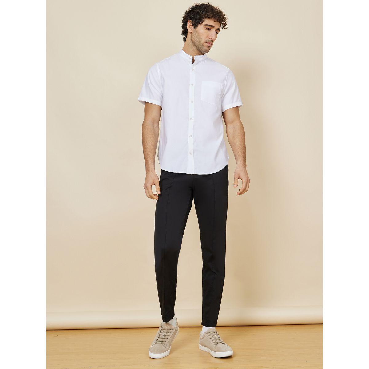Styli Slim Fit Stretch Cotton Grandad Collar Short Sleeve Shirt-men-clothing-shirts-image-2