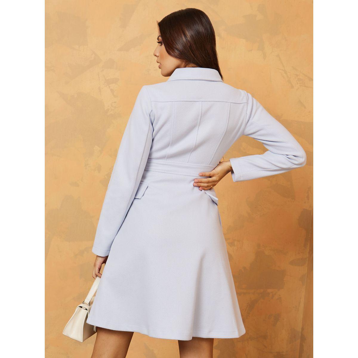 Styli Knee Length Button Through Regular Fit Wool Like Coat-women-winterwear-coatsandjackets-coats-image-4