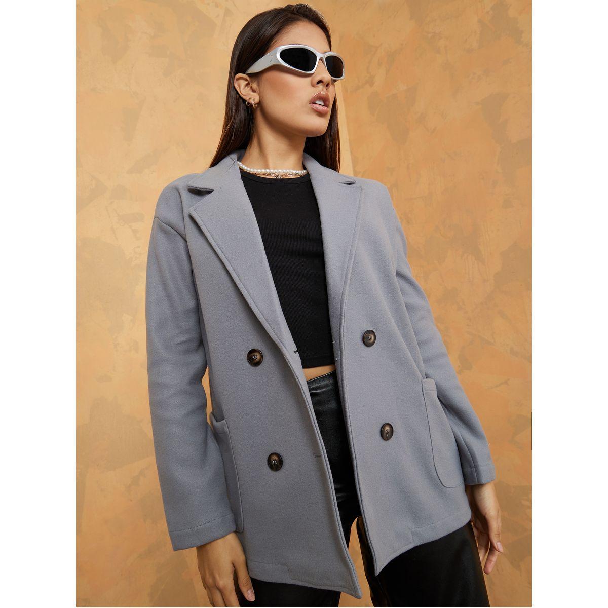 Styli Regular Length Double Breasted Regular Fit Wool Like Blazer-women-clothing-coatsandjackets-blazers-image-3