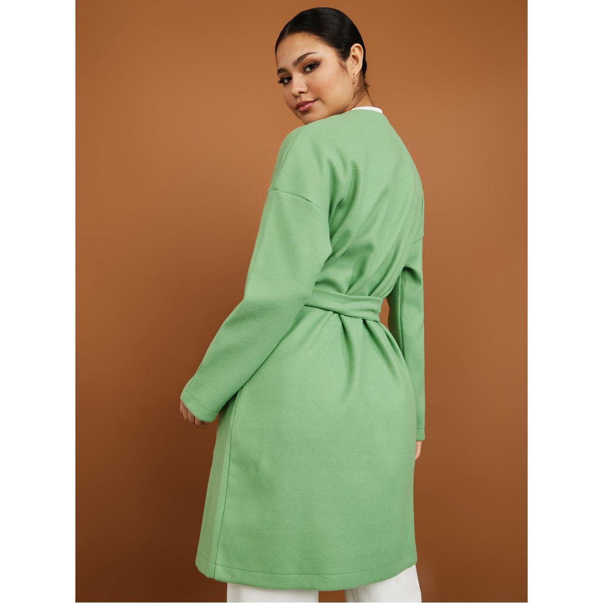 Styli Knee Length Regular Fit Wool Like Belted Coat-women-winterwear-coatsandjackets-coats-image-5