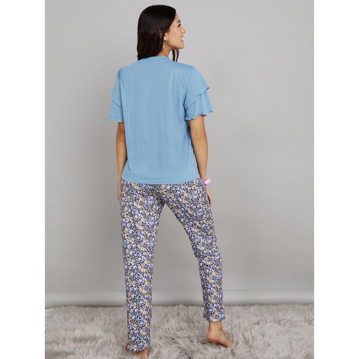 Styli Unwind Double Ruffle Sleeve T-shirt and Floral Pyjama Set-women-clothing-nightwear-pyjamas-longsets-image-4