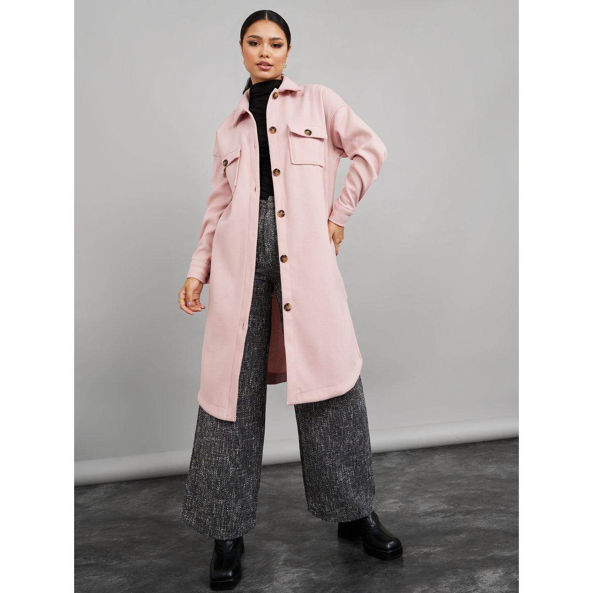 Styli Midi Length Oversized Shacket Coat with Buttons-women-winterwear-coatsandjackets-coats-image-1