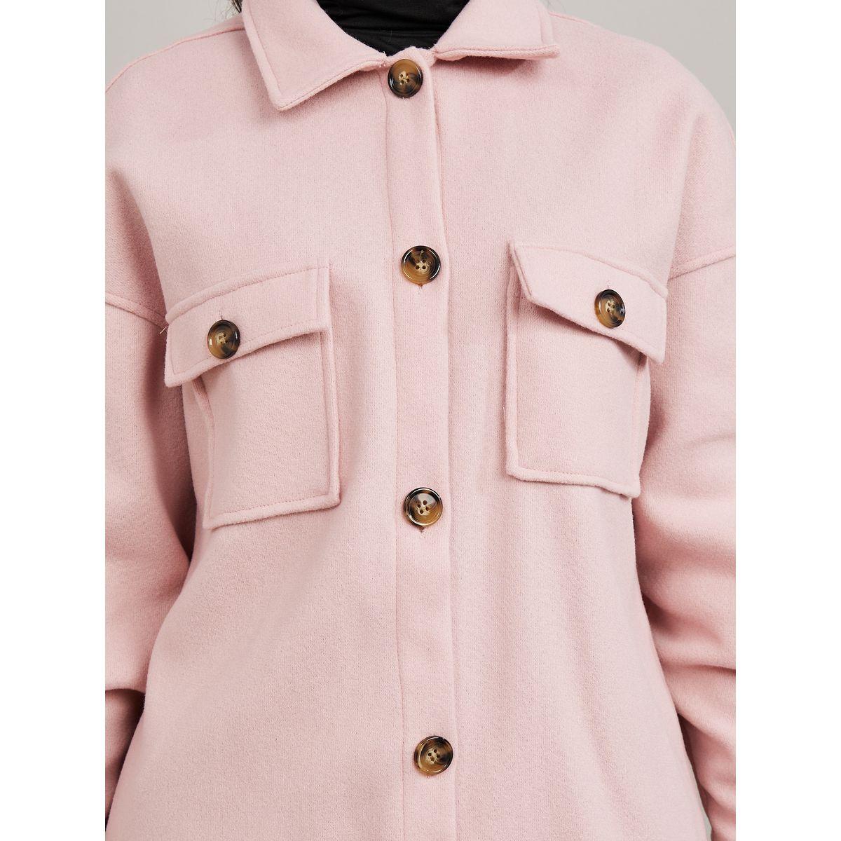 Styli Midi Length Oversized Shacket Coat with Buttons-women-winterwear-coatsandjackets-coats-image-4
