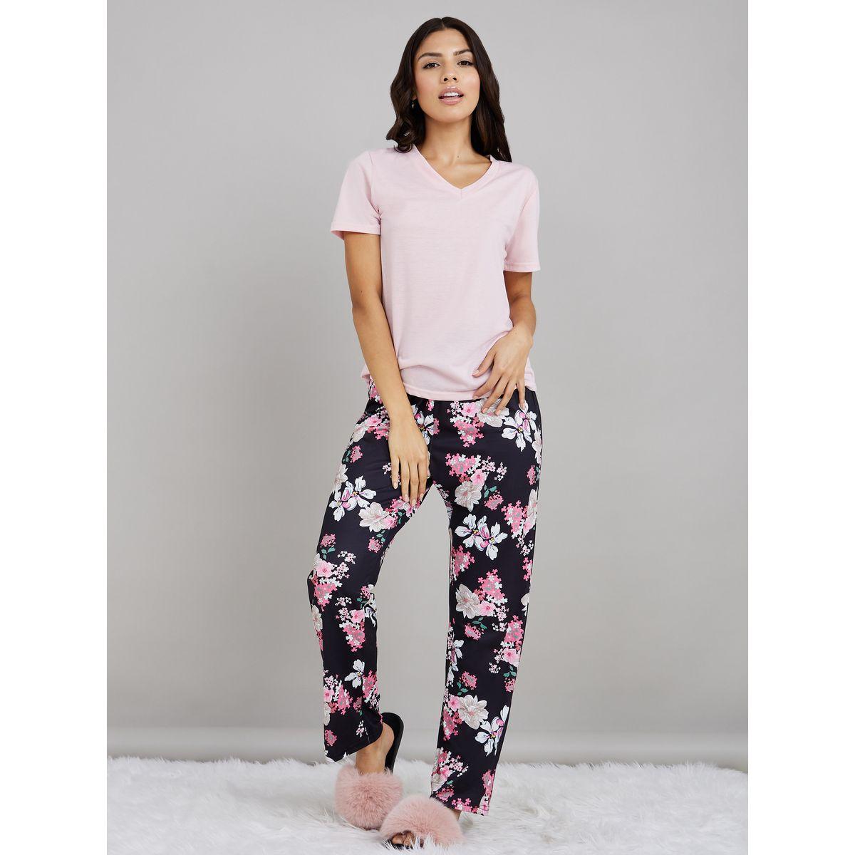 طقم بيجاما من ( تيشيرت + بنطال )-women-clothing-nightwear-pyjamas-longsets-image-1