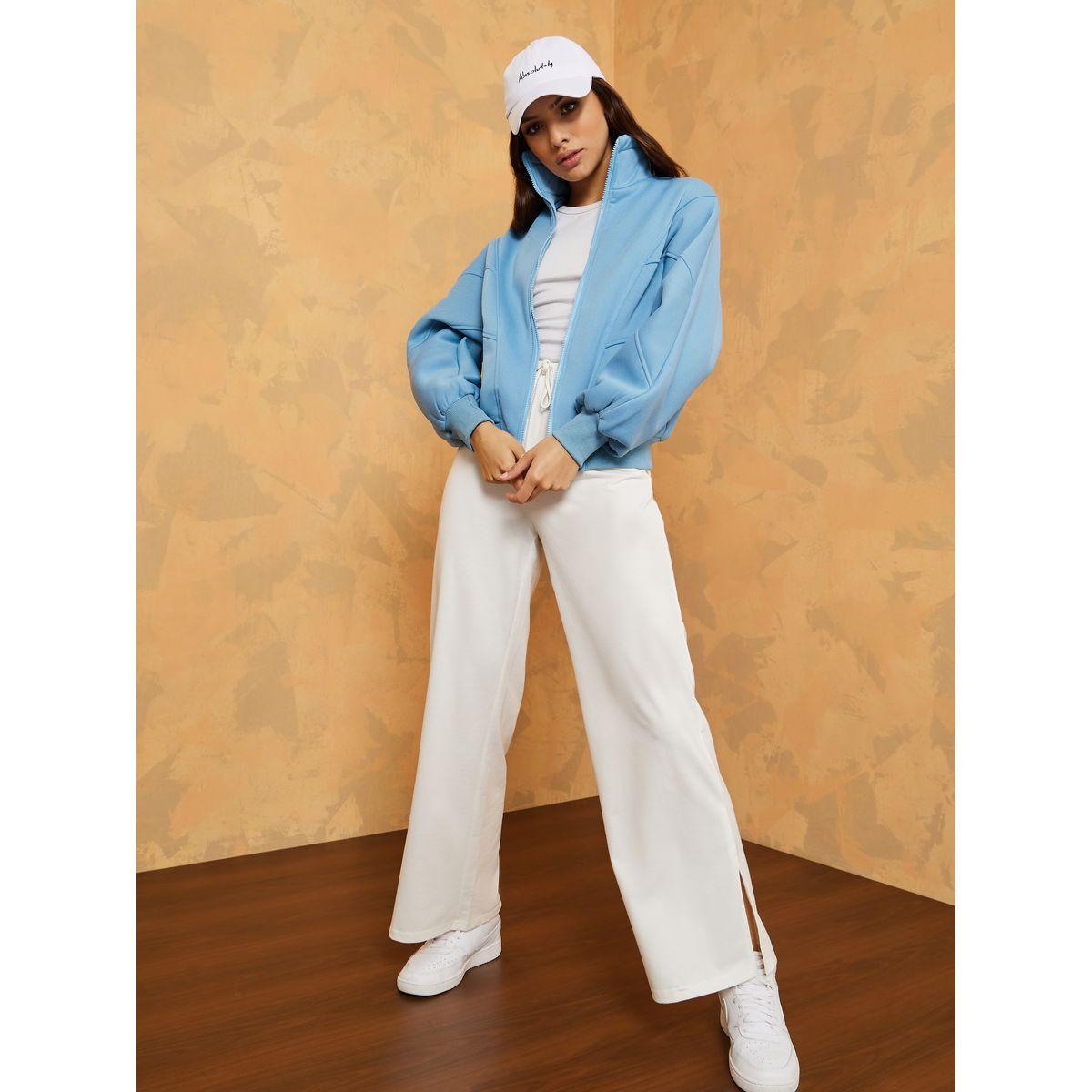 Styli Regular Length Funnel Neck Oversized Fleece Jacket-women-winterwear-coatsandjackets-jackets-image-2