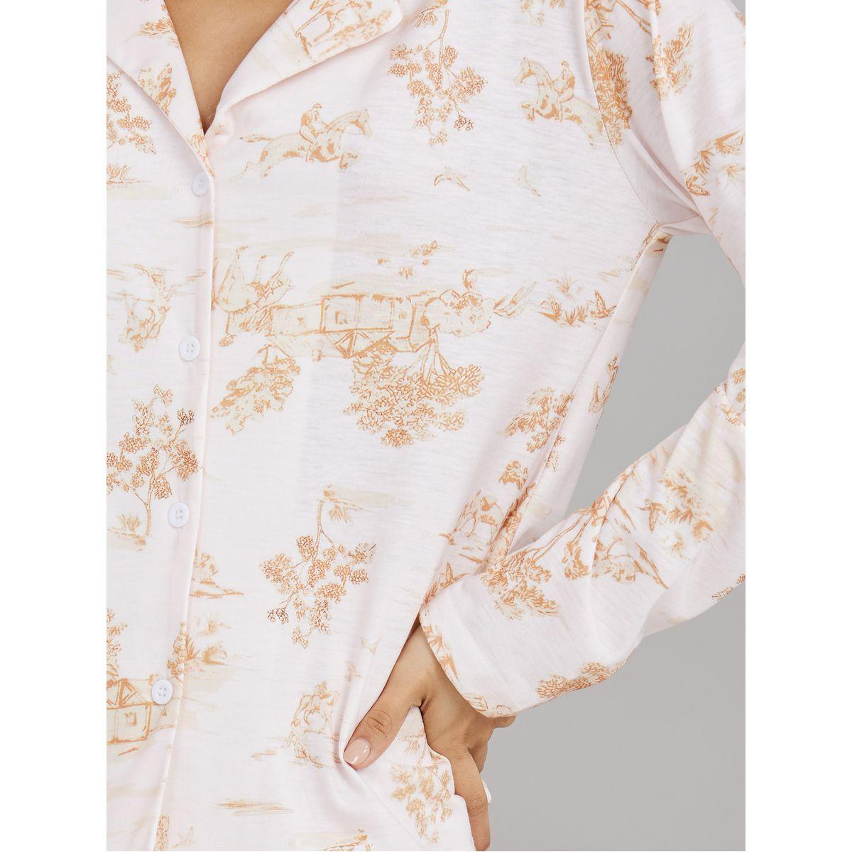 Styli Unwind Sketchy Forest Print Button Through Shirt and Pyjama Set-women-clothing-nightwear-pyjamas-longsets-image-4