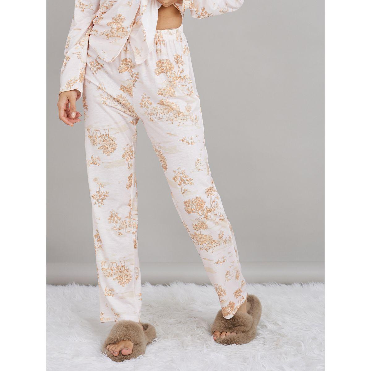 Styli Unwind Sketchy Forest Print Button Through Shirt and Pyjama Set-women-clothing-nightwear-pyjamas-longsets-image-5