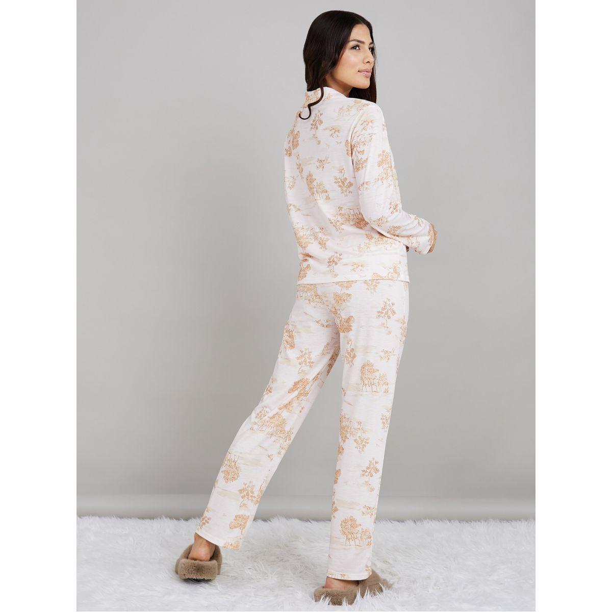 Styli Unwind Sketchy Forest Print Button Through Shirt and Pyjama Set-women-clothing-nightwear-pyjamas-longsets-image-6